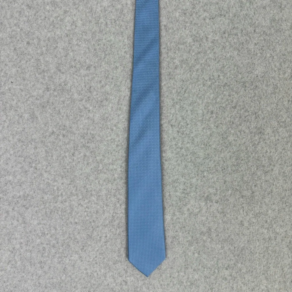 DUCHAMP Mens 100% Silk Neck Tie Blue Business Classic Preppy Modern Geometric